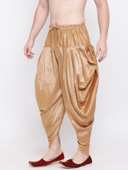 Men's Rose Gold Silk Blend Straight Dhoti