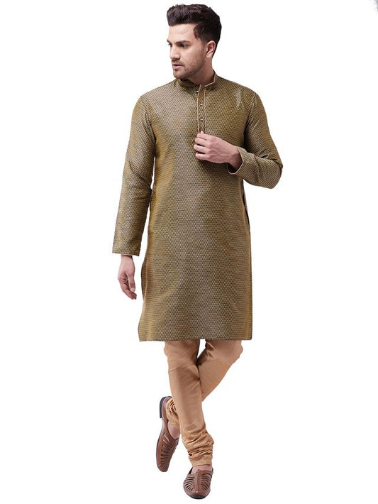 Men's Black Silk Blend Straight Kurta Pyjama Set