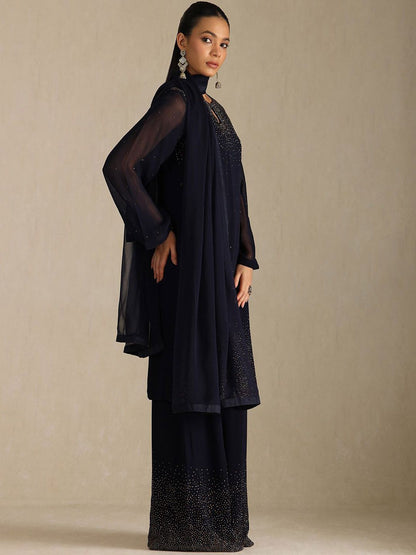 Dhiyona SO Women's Women Printed Regular Ethnic Motifs Beads and Stones Kurta Palazzos With Dupatta
