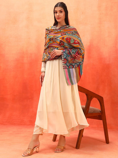 Dhiyona PA Ethnic Motifs Embroidered Shawl