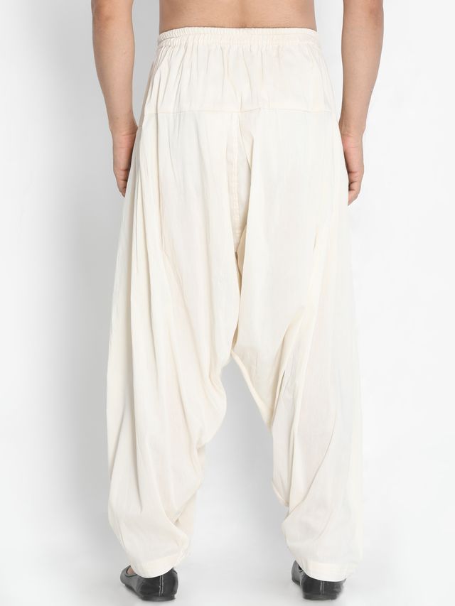 Men's Cream Cotton Blend  Pyjama
