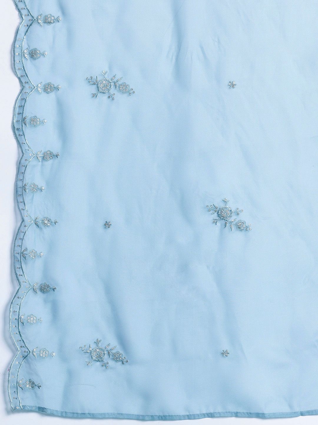 Embroidered Sequinned Kurta With Trousers & Dupatta