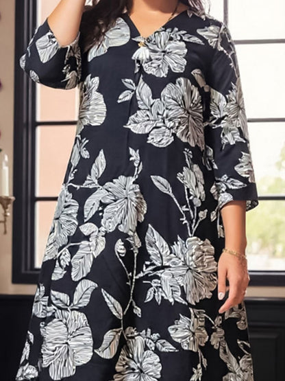 Floral Printed Pure Cotton A Line Kurta With Trousers