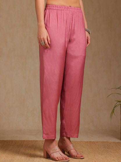 Dhiyona SO Women's Floral Embroidered Round Neck Sequinned A-Line Kurta With Trousers & Dupatta