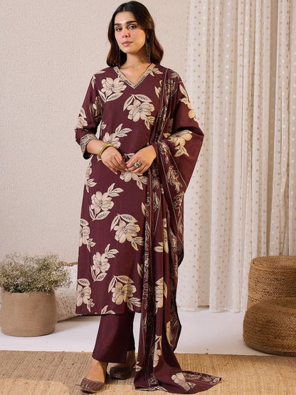Women Floral Printed Kurta with Trousers & Dupatta