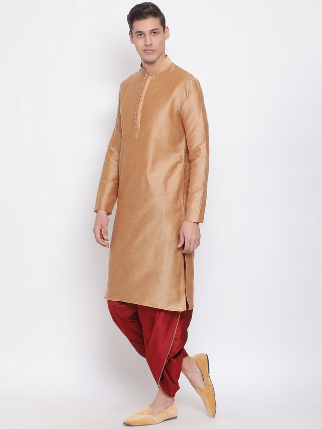 Men's Maroon Silk Blend Regular Dhoti