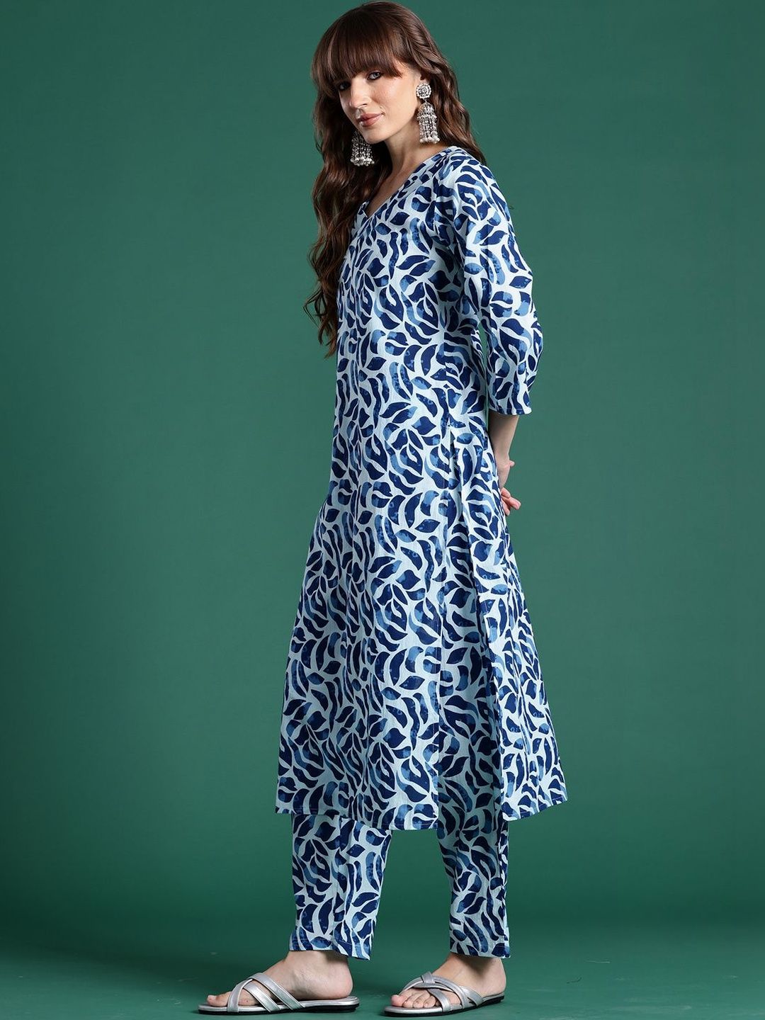 Women Printed Regular Pure Cotton Kurta with Trousers