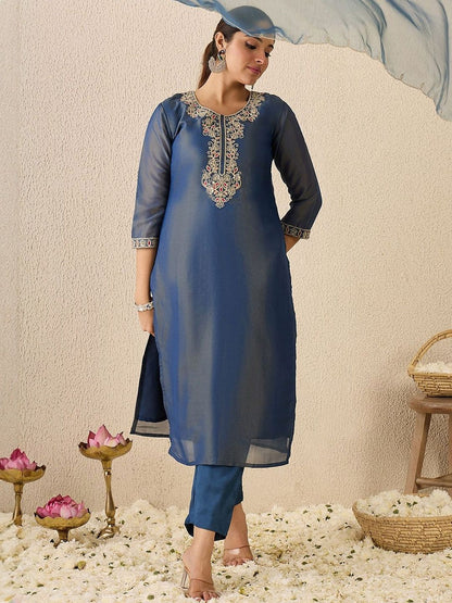 Women Ethnic Motifs Embroidered Regular Liva Kurta with Trousers & Dupatta
