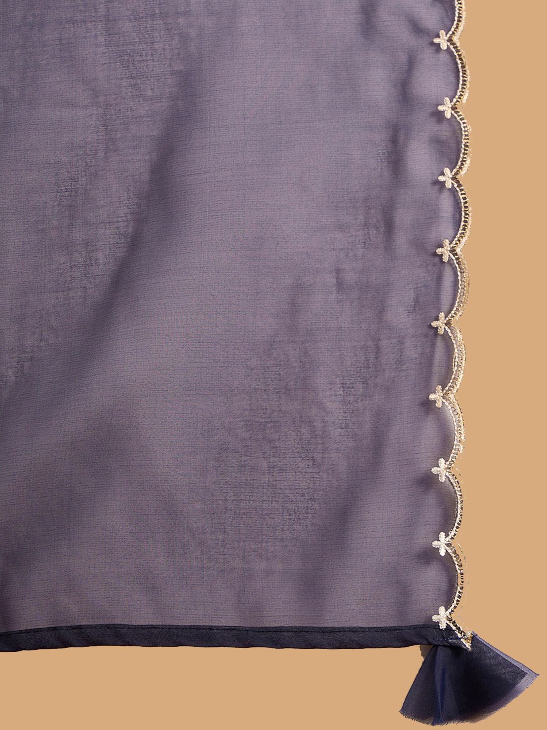 Bandhani Printed A-Line Kurta with Trousers & Dupatta