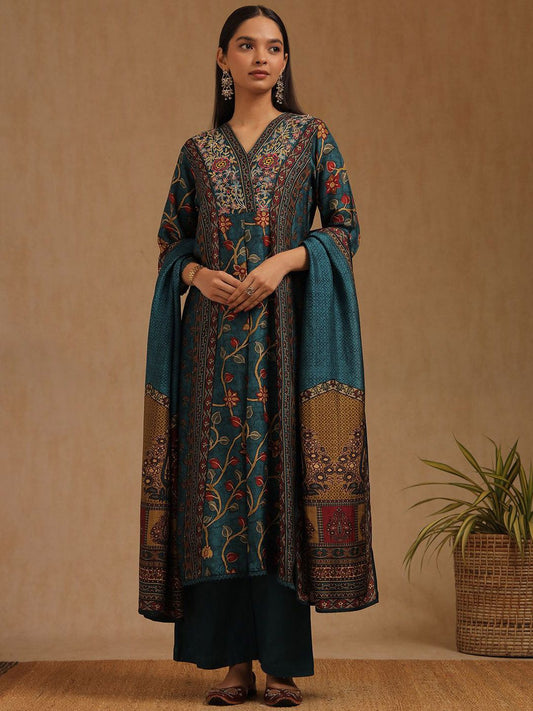 Dhiyona SO Women's Women Ethnic Motifs Printed Kurta with Palazzos & Dupatta