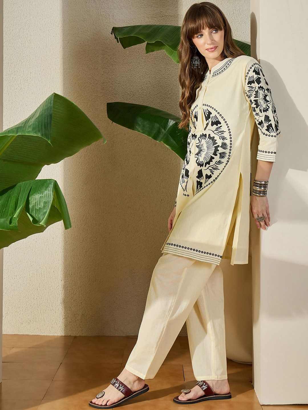 Dhiyona IE Embroidered Pure Cotton Tunic With Trouser
