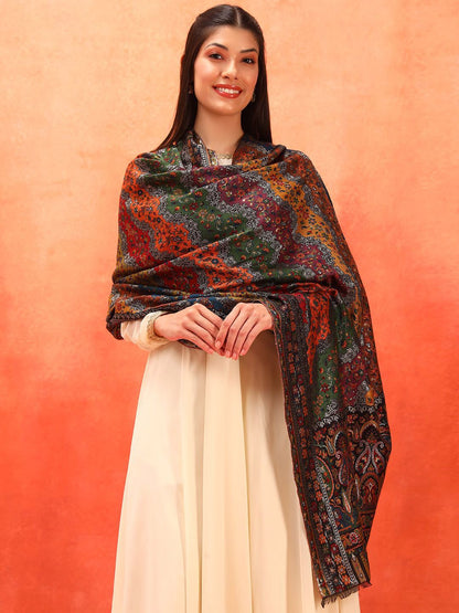 Dhiyona PA Libaas Floral Woven Design Kani Woolen Shawl