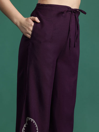 Dhiyona IE Embroidered Three-Quarter Sleeves Tunic With Palazzo