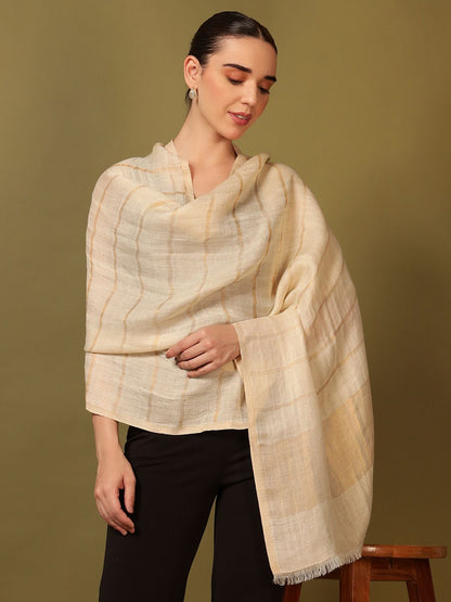 Dhiyona PA Striped Woven Design Woolen Reversible Shawl