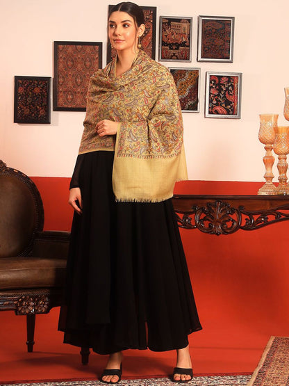 Dhiyona PA Paisley Embroidered Rangrez Pure Wool Shawl