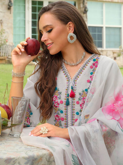 Women Floral Embroidered Kurta with Trousers & Dupatta