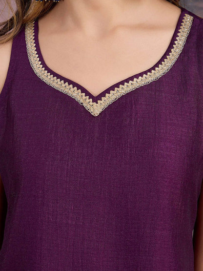 Dhiyona PD Women Gotta Patti Sweetheart Neck Sleeveless Kurta And Palazzo With Dupatta