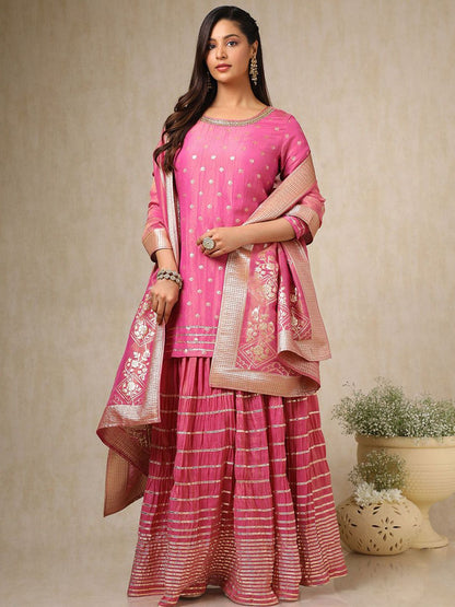 Dhiyona SO Women's Women Floral Regular Beads and Stones Kurta with Skirt & With Dupatta