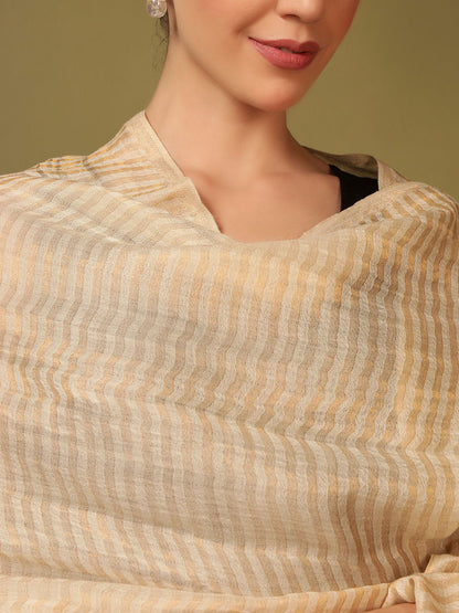 Dhiyona PA Striped Woven Design Woolen Reversible Shawl