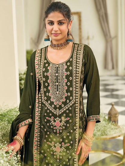 Women Ethnic Motifs Embroidered Kurta with Palazzo & Dupatta