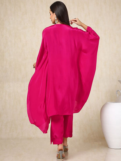 Dhiyona SO Women's Mirror Embroidered Regular Mirror Work Kaftan Kurta with Palazzos