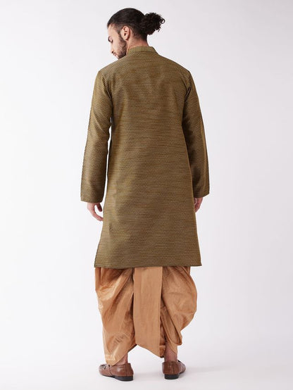 Men's Black Silk Blend Straight Kurta and Dhoti Set