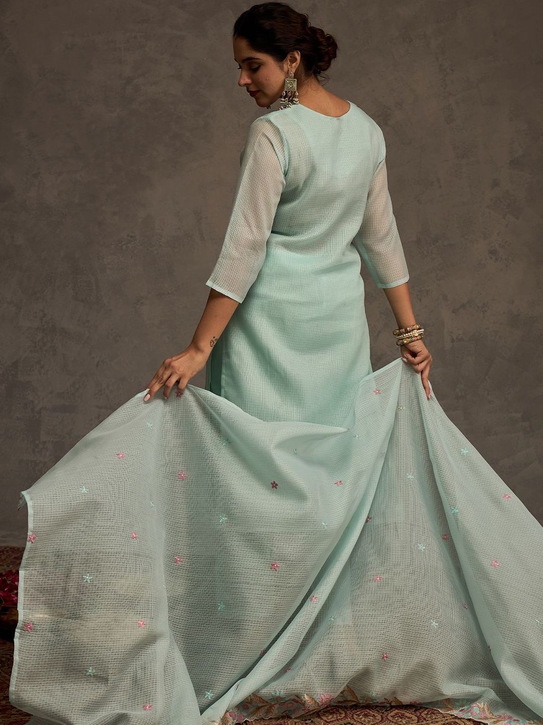 Women Floral Embroidered Kurta with Trousers & Dupatta