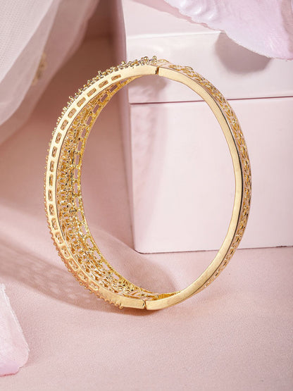 Dhiyona RJ Women's Gold-Plated Cubic Zirconia-Studded Bangle-Style Bracelet