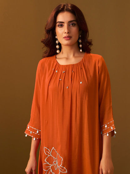 Dhiyona IE Women Floral Embroidered A-Line Co-Ord Set