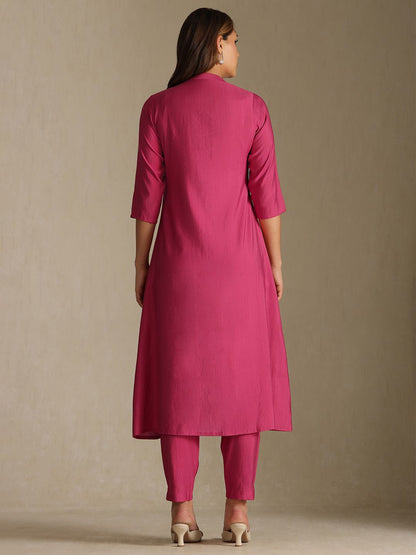 Dhiyona SO Women's Women Mandarin Collar A-Line Kurta with Trousers