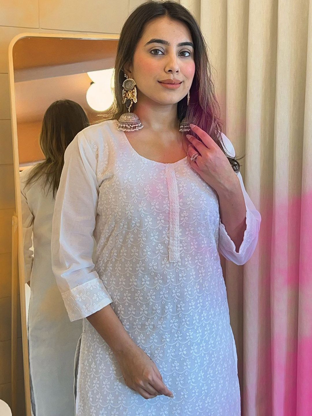 Dhiyona IE Women Ethnic Motifs Embroidered Thread Work Kurta