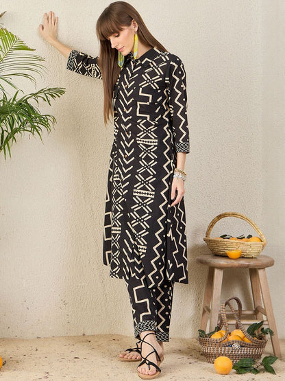Women Printed Regular Pure Cotton Kurta With Trousers Kurta Sets