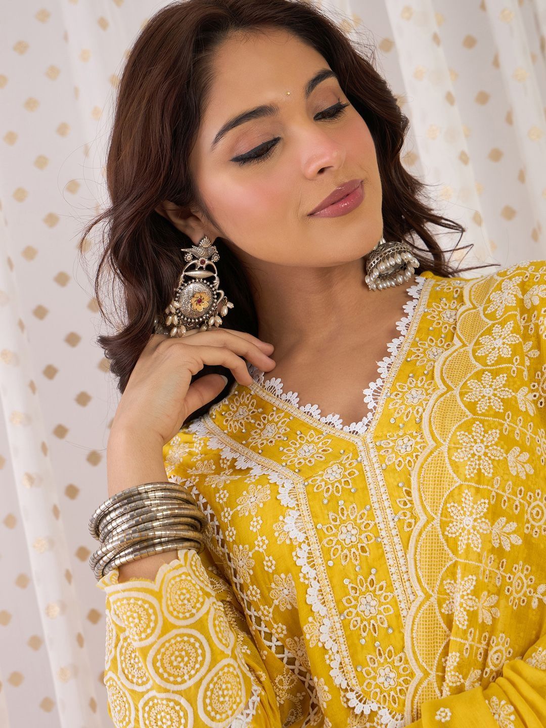 Women Ethnic Motifs Embroidered Cotton Kurta with Trousers & Dupatta