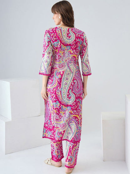 Women Paisley Printed Regular Pure Cotton Kurta with Trousers