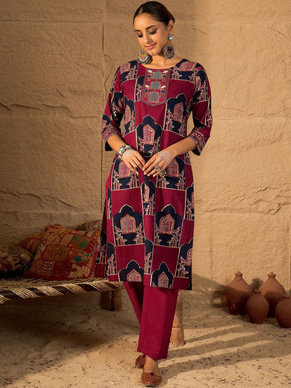 Women Ethnic Motifs Printed Pure Cotton Kurta Trousers & With Dupatta Kurta Sets