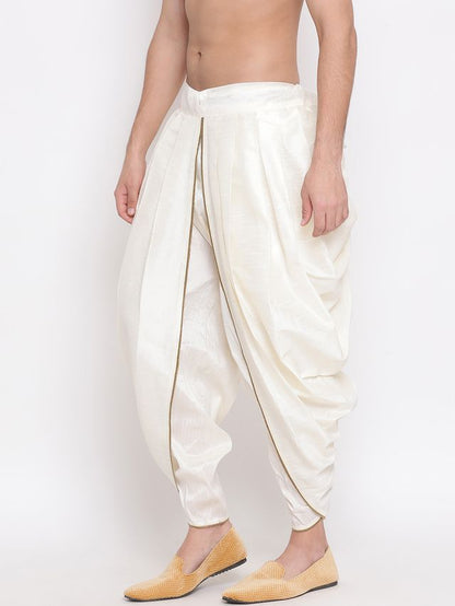 Men's Cream Silk Blend Regular Dhoti