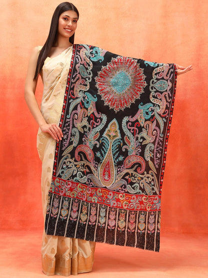 Dhiyona PA Ethnic Motifs Embroidered Woolen Shawl