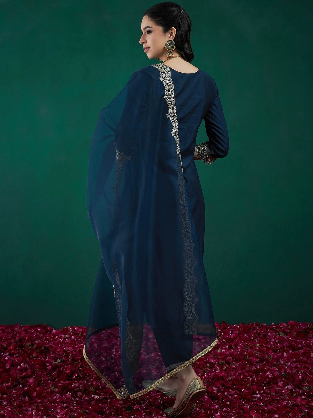 Women Ethnic Motifs Embroidered Kurta with Trousers & Dupatta