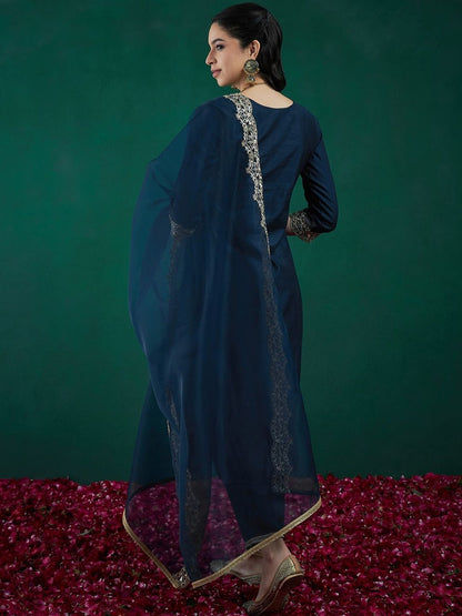 Women Ethnic Motifs Embroidered Kurta with Trousers & Dupatta