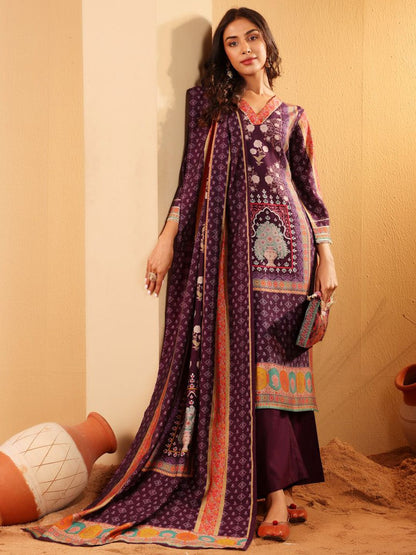 Dhiyona VA Women'sEthnic Motifs Printed Gotta Patti Chanderi Silk Kurta With Trousers & Dupatta