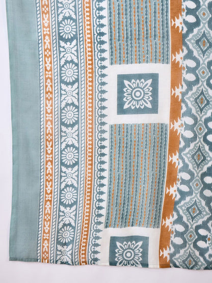 Dhiyona IE Abstract Printed Pure Cotton Straight Kurta With Trousers & Dupatta