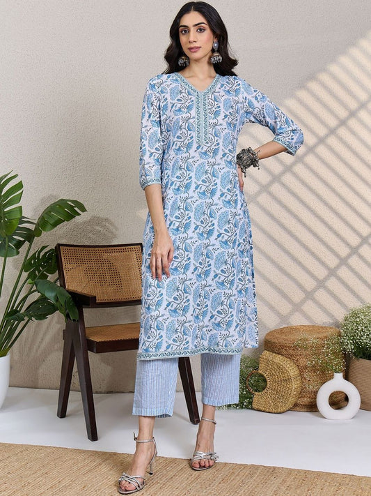 Women Ethnic Motifs Printed Pure Cotton Kurta with Trousers & Dupatta