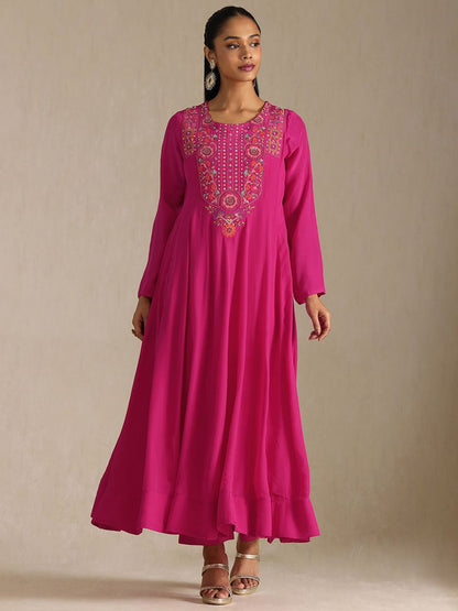 Dhiyona SO Women's Women Floral Printed Regular Sequinned Silk Crepe Kurta with Trousers & With Dupatta