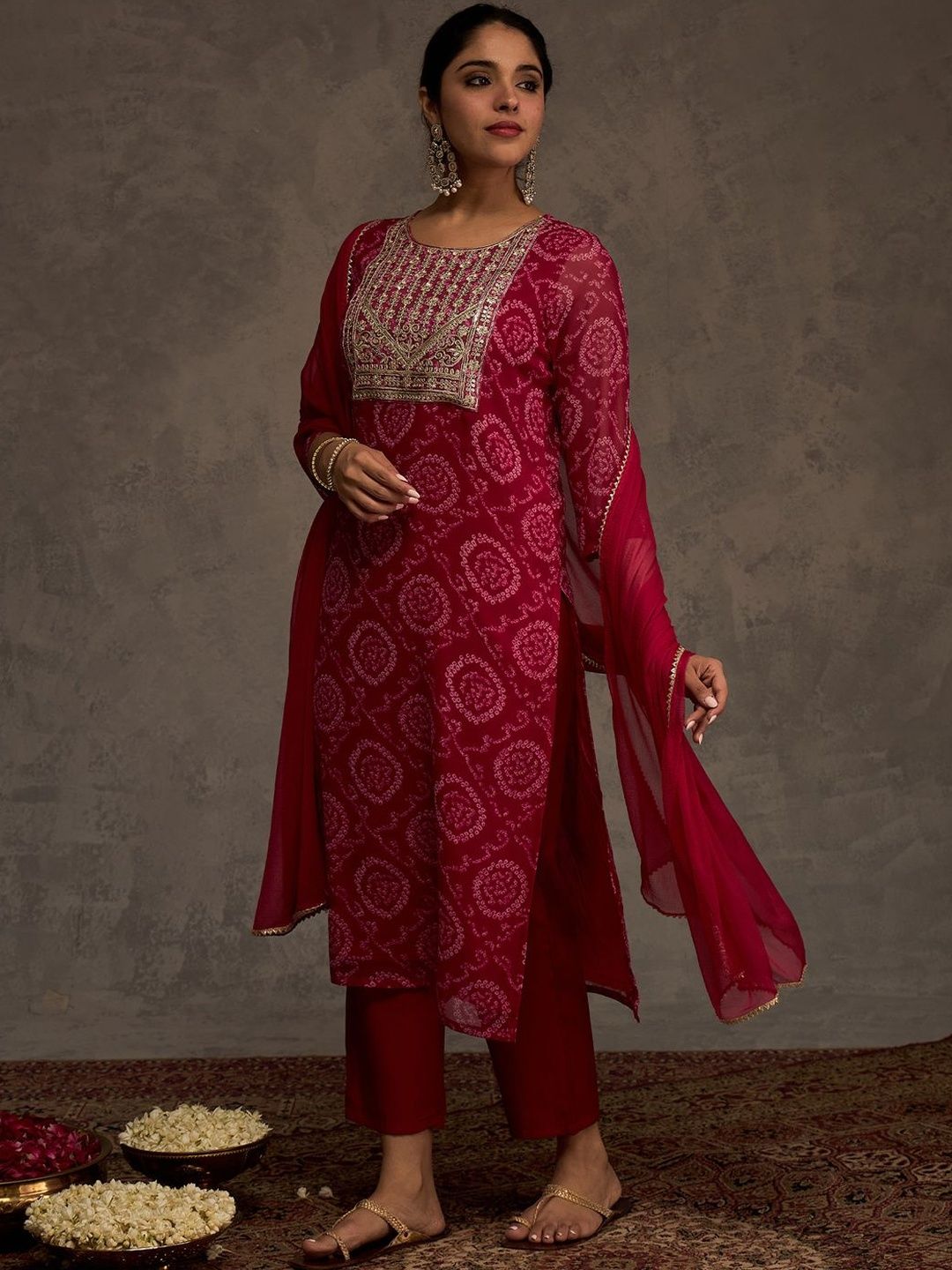 Women Ethnic Motifs Embroidered Kurta with Trousers & Dupatta