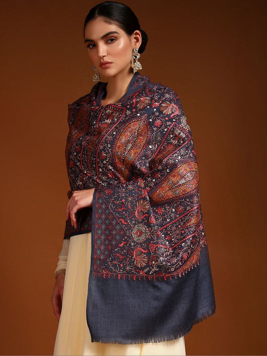 Dhiyona PA Women Ethnic Motifs Embroidered Shawl