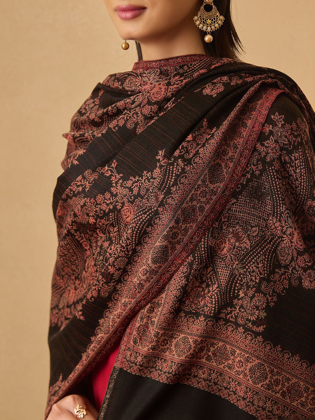 Dhiyona PA Kohsar Floral Woven Design Jamawar Woolen Shawl