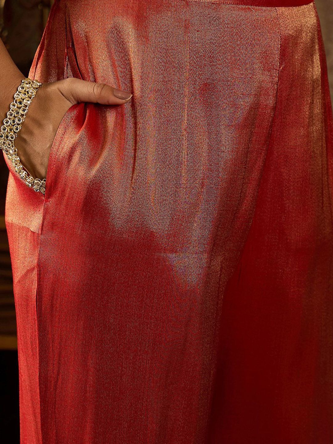 Floral Embroidered V-Neck Regular Liva Kurta With Trouser With Dupatta