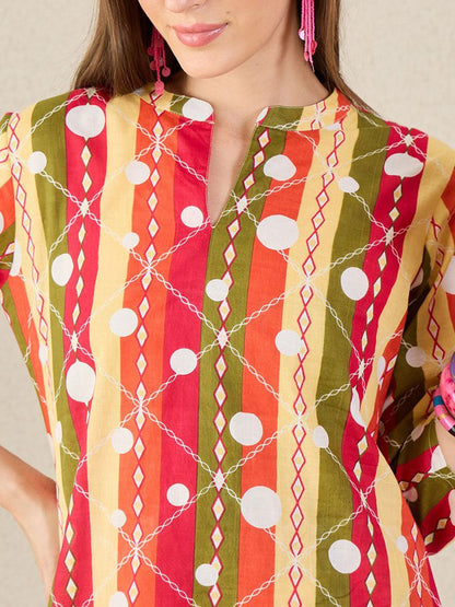 Dhiyona IE Printed Pure Cotton Tunic With Palazzo