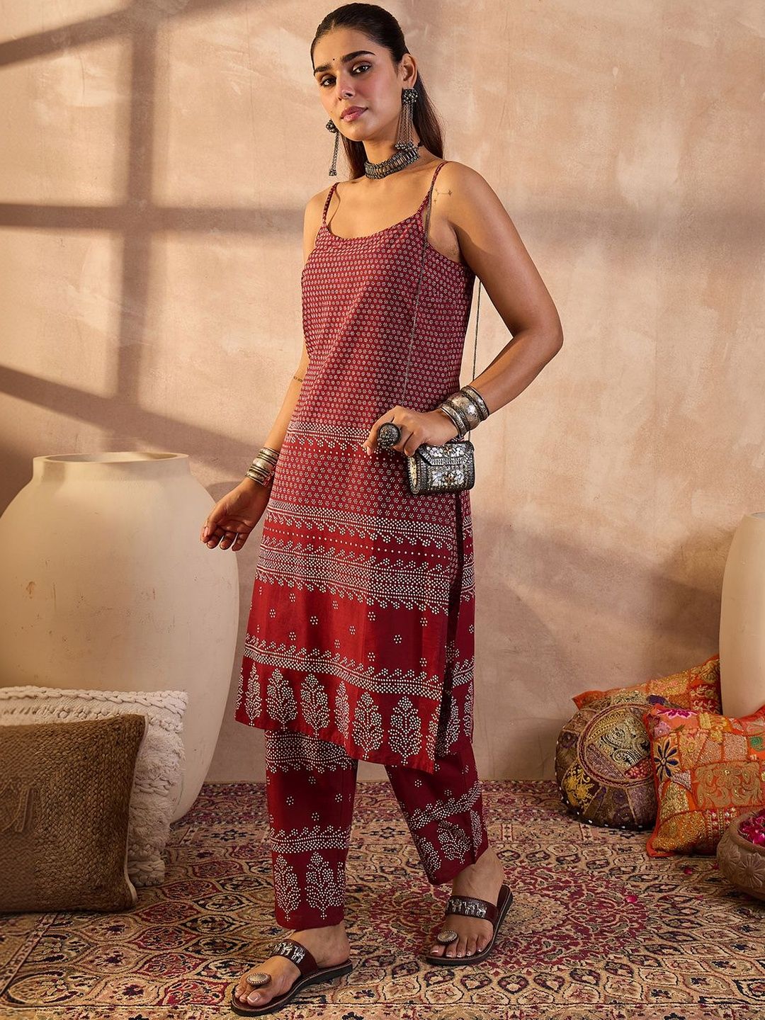 Women Ethnic Motifs Printed Regular Pure Cotton Kurta with Trousers