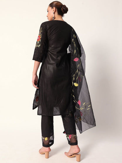 Dhiyona IS Women's Women Printed Regular Pure Cotton Kurta with Trousers & Dupatta